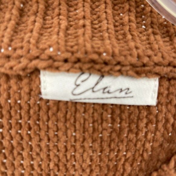 Elan Sweater Brown Chenille Knit White Arm Stripe Dolman Relaxed Fit Size Large - Picture 6 of 7